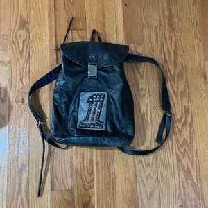 Harley Davidson leather large backpack with number 1 studded patch